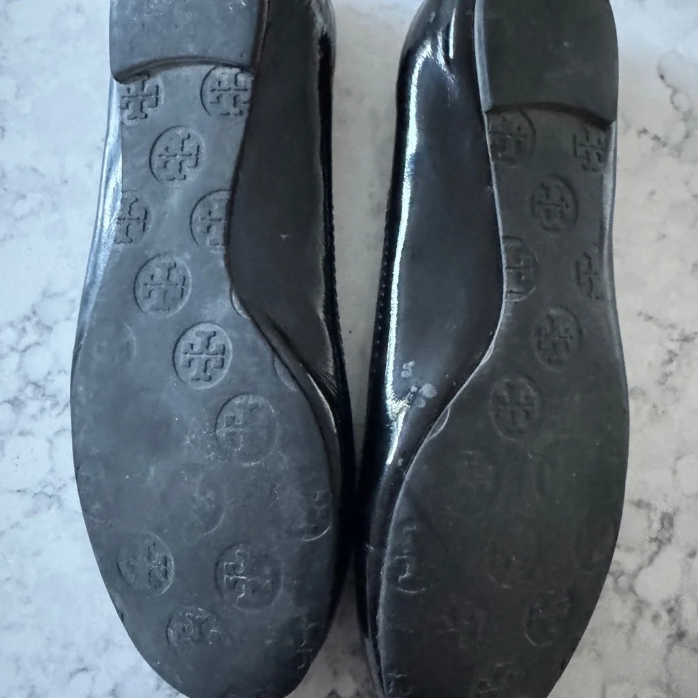 Tory Burch Reva Black Patent Leather Flats